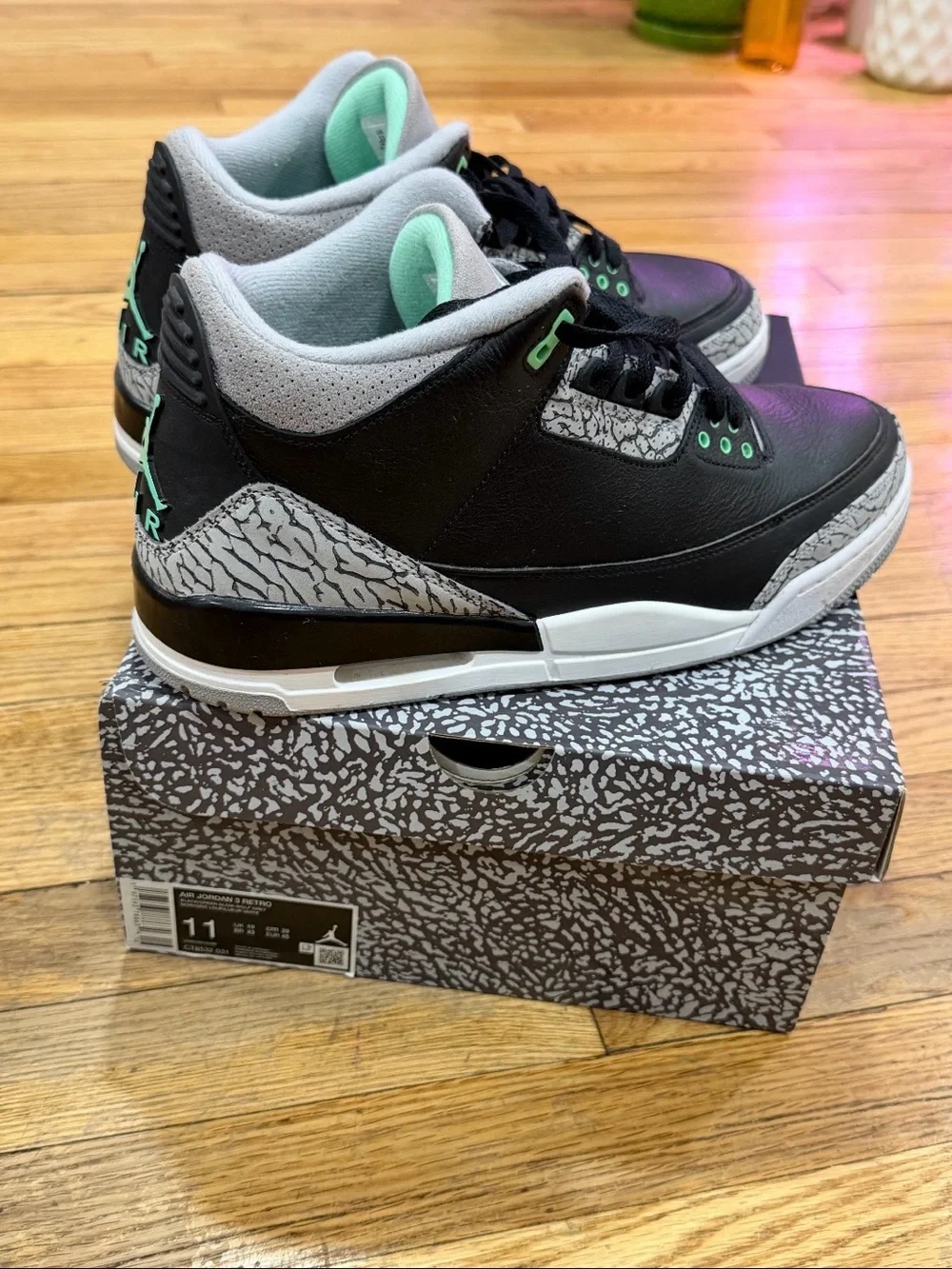 Jordan Retro 3 Men’s Black with Mint Green Accents